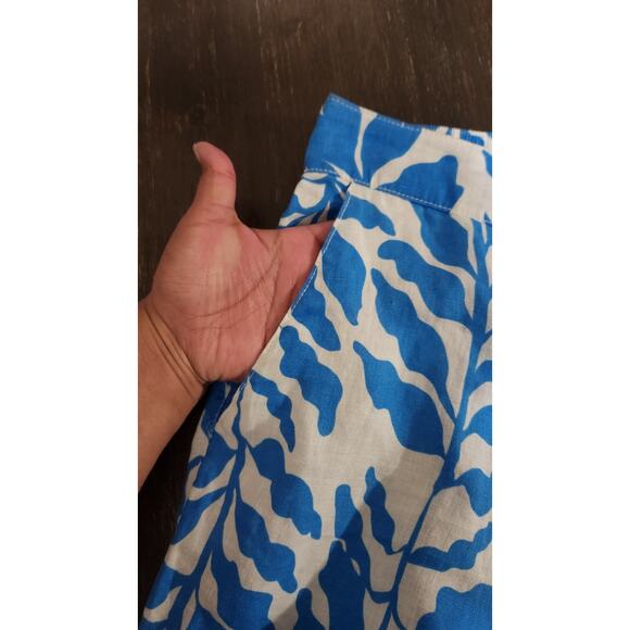 Rachel Zoe Linen Wide Leg Pant Women’s SZ Large Blue White Safari Tropical Beach - Picture 8 of 11